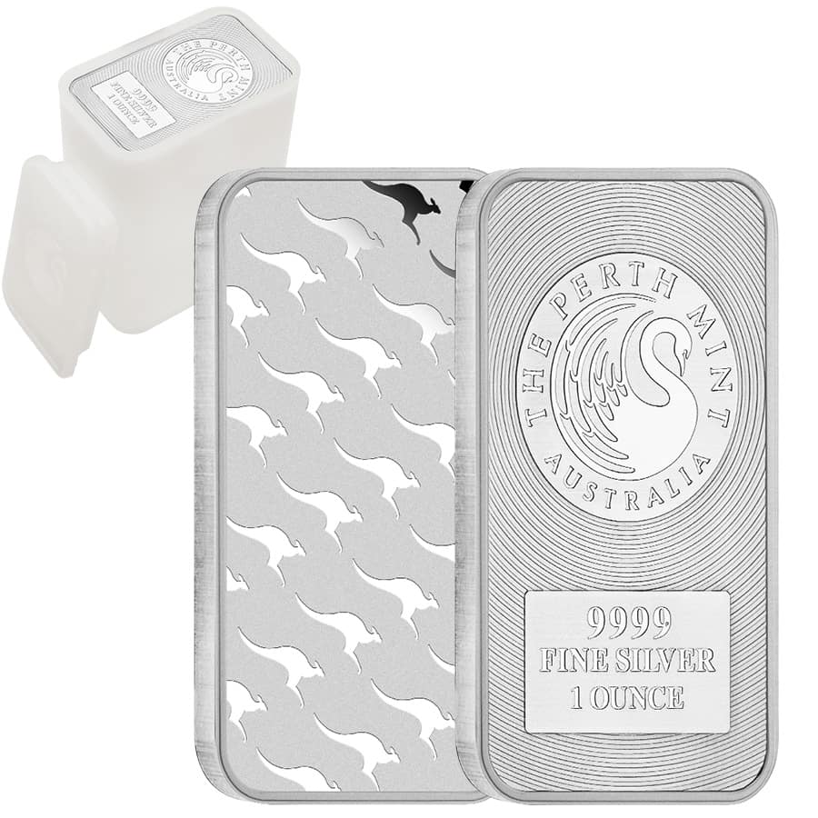 Tube of 20 - 1 oz Australia Perth Mint Silver Kangaroo Bar .9999