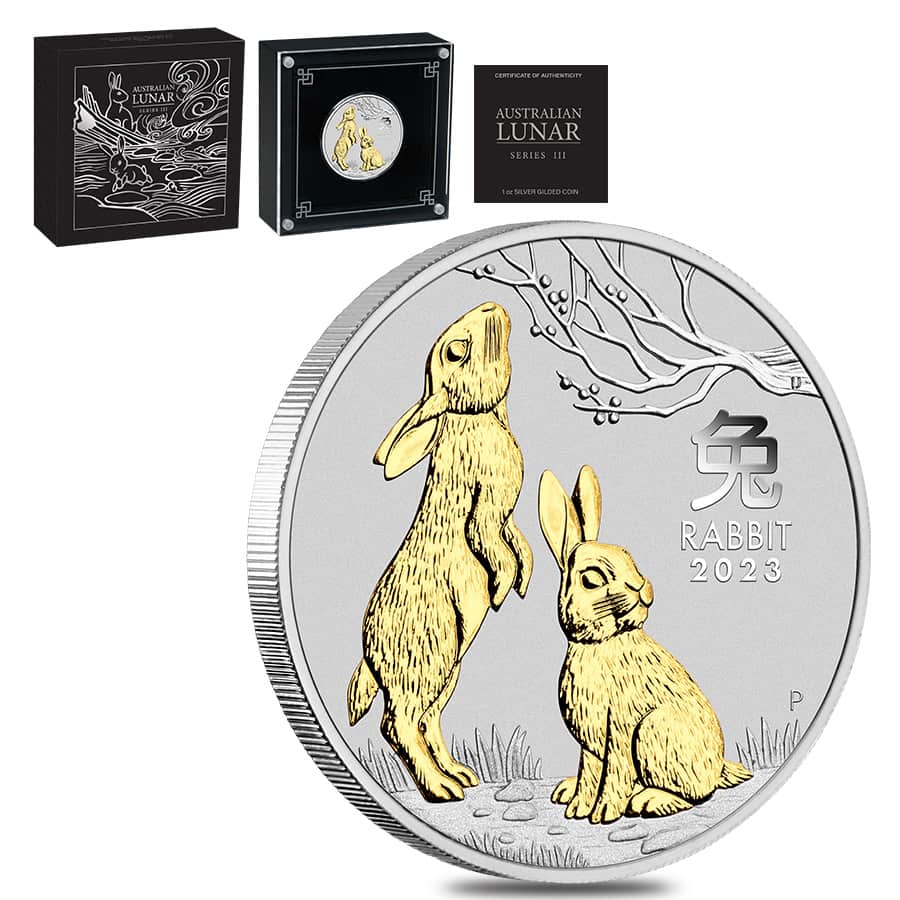 2023 1 oz Gilded Silver Lunar Rabbit | Bullion Exchanges