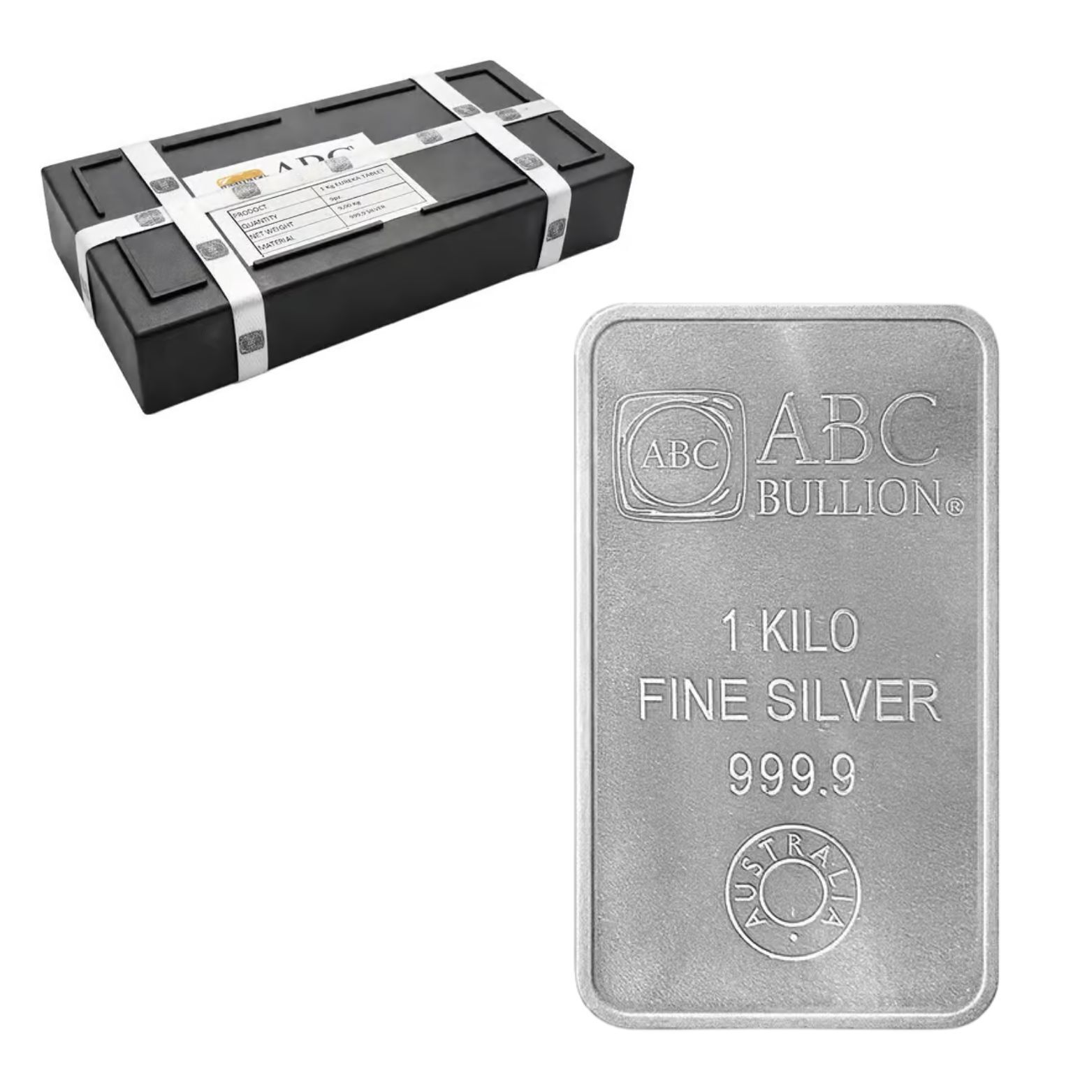 Box of 9 - 1 Kilo ABC Refinery Eureka Silver Bar .9999 Fine