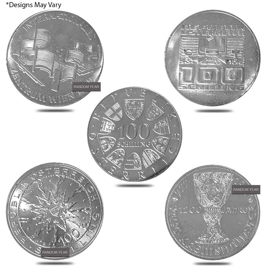 Austria 100 Schilling Silver Coin AU/BU ASW 0.4938 oz (Random Year, Design)