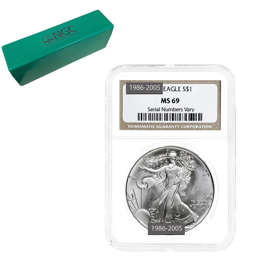 1986-2005 Silver American Eagle 20-Coin Set NGC MS 69 w/Box