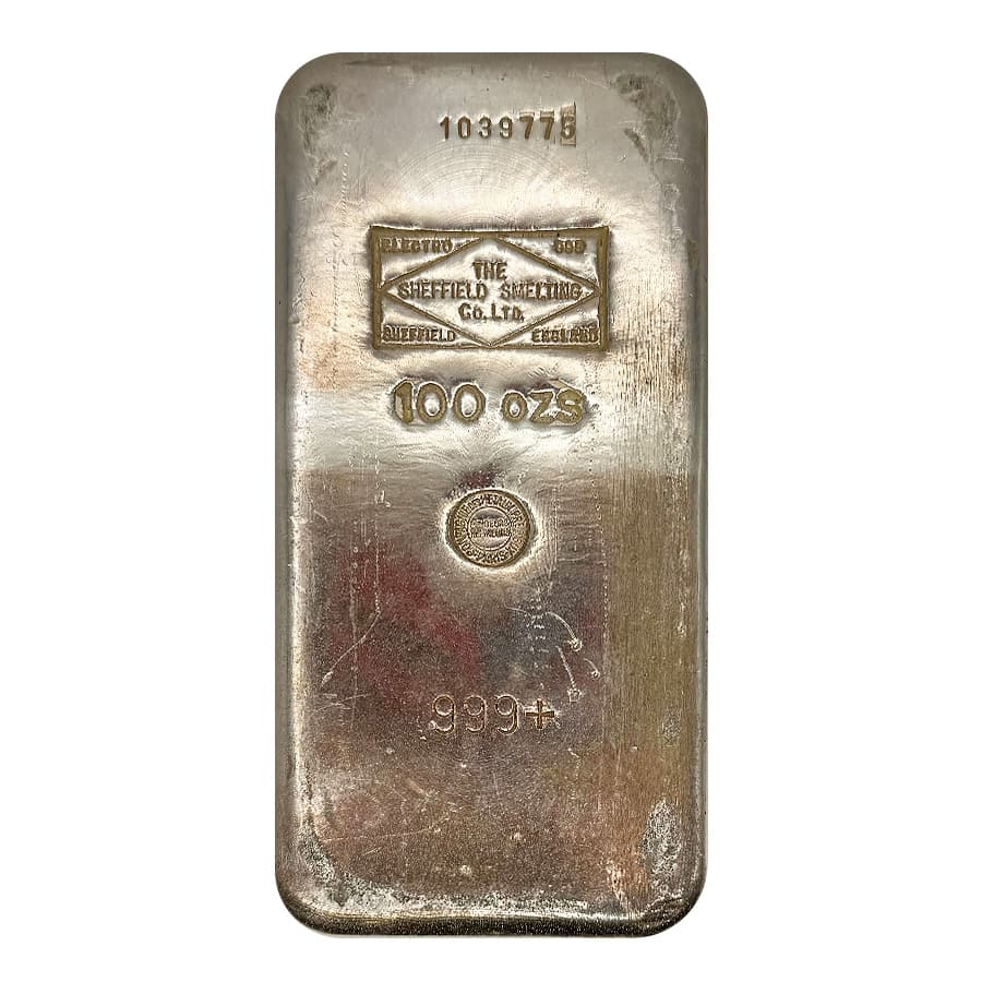 100 oz Sheffield Smelting Vintage Silver Bar