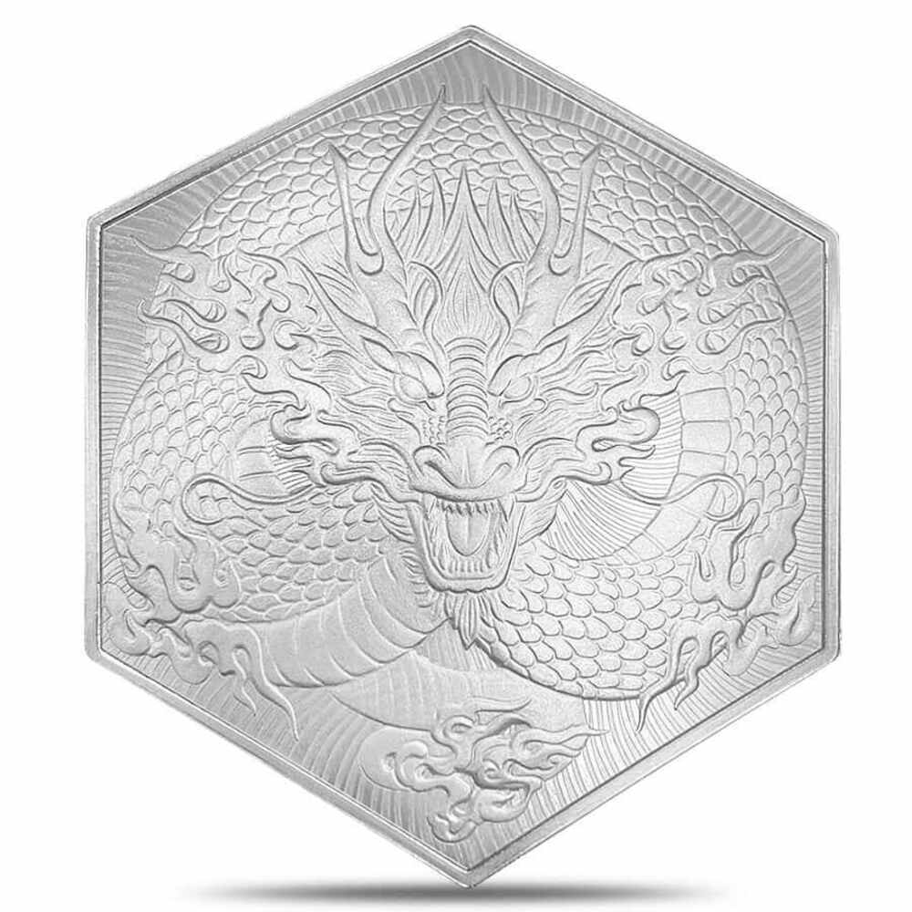 10 oz Dragon Hexagon Silver Bar .999 Fine (Sealed)