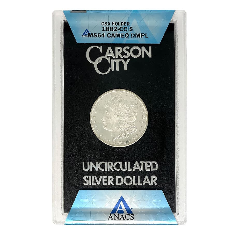 1882-CC Morgan Silver Dollar $1 ANACS MS 64 CAM DMPL GSA (w/Box & COA)