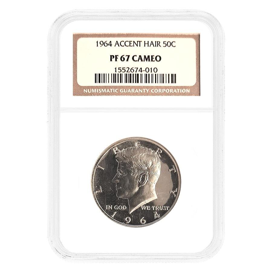 1964年 ケネディ 50セント銀貨 NGC PF67★ 1964 Proof Kennedy Silver 50C Accent Hair NGC PF 67 Cameo