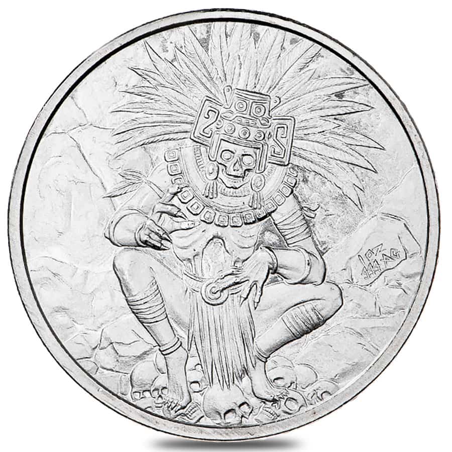 1 oz Aztec God of Death Silver Round .999 Fine (New)