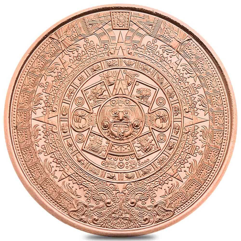 1 oz Copper Aztec Calendar Round .999 Fine (Golden State Mint)