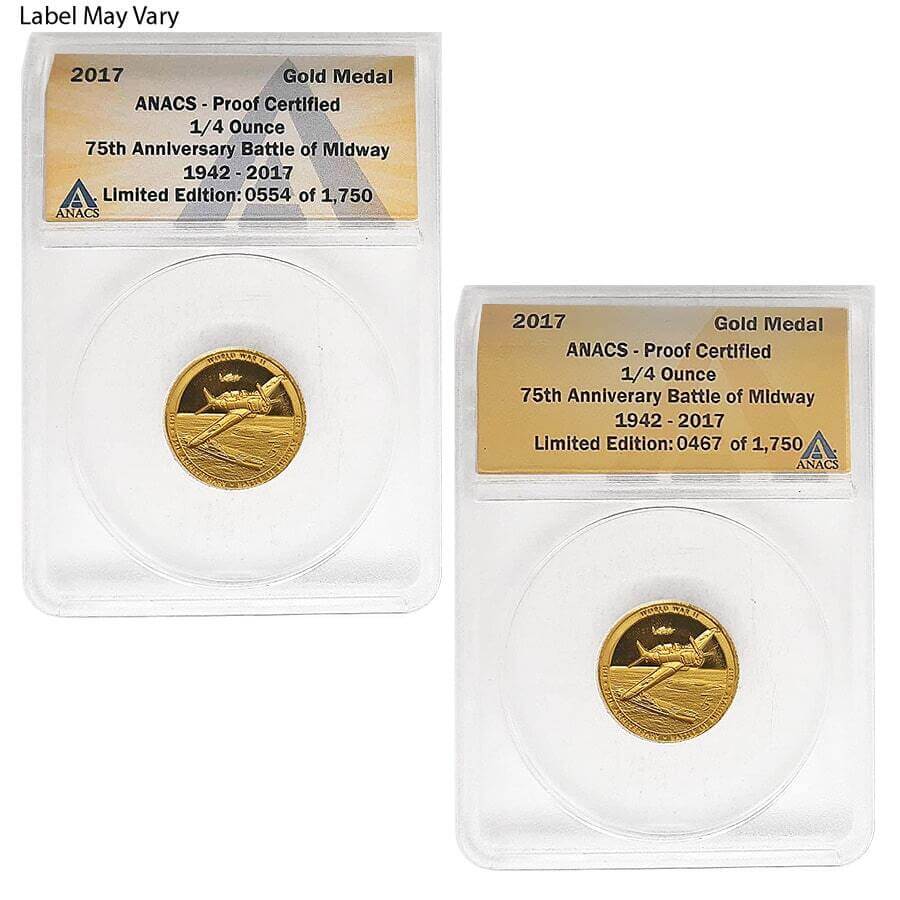 2017 1/4 oz Battle of Midway 75th Ann. Gold Medal ANACS Proof