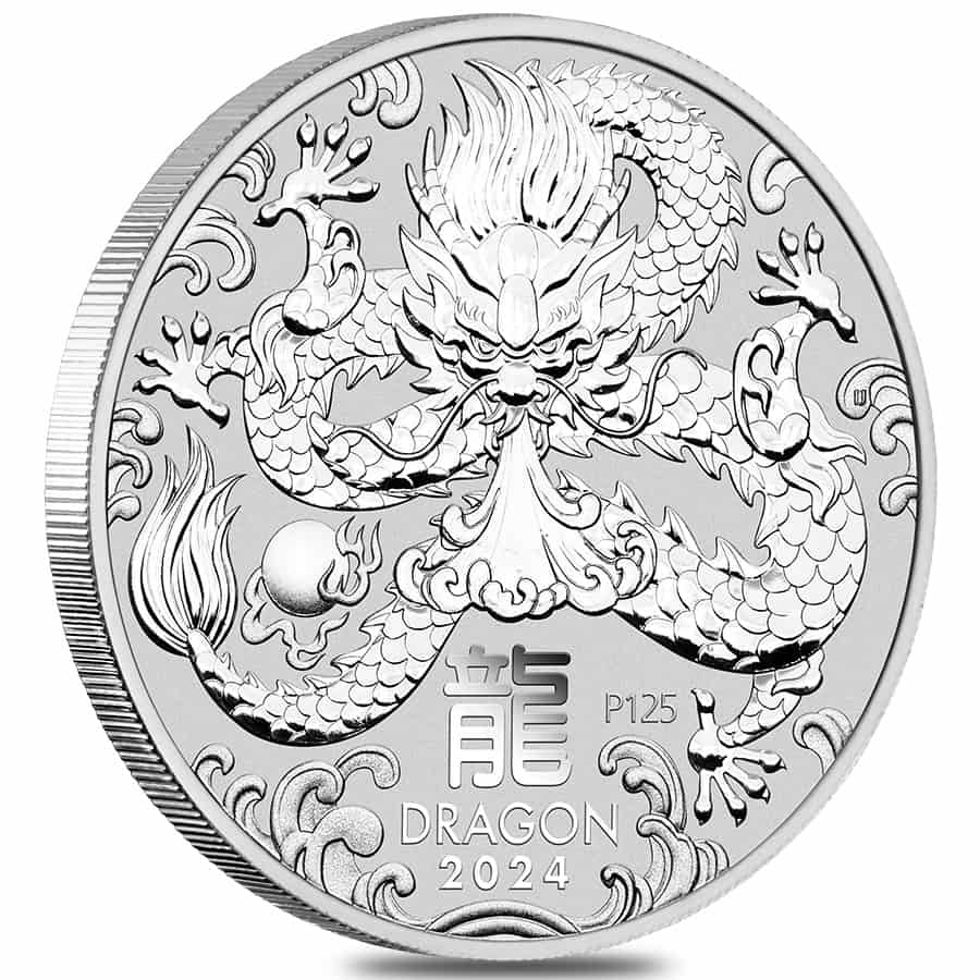 2024 1 oz Silver Lunar Dragon BU Australian Perth Mint