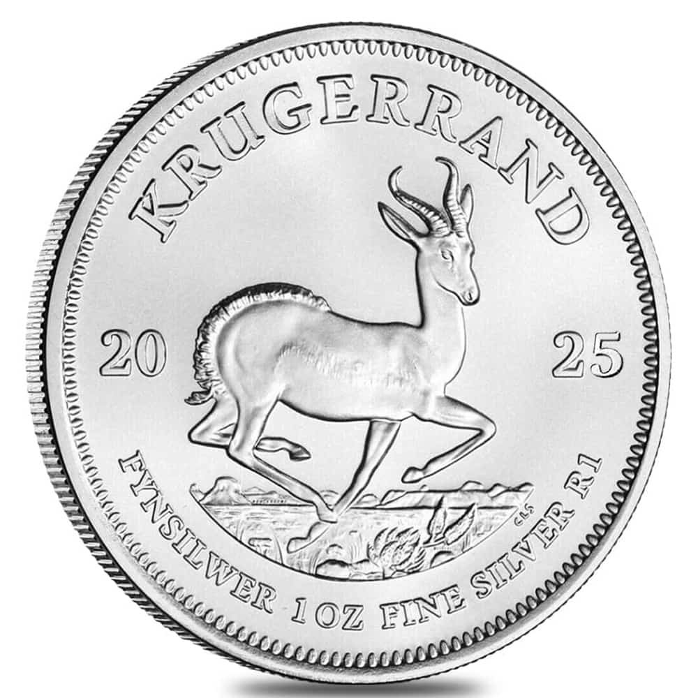 Silver at Spot - 2025 South Africa 1 oz Silver Krugerrand BU
