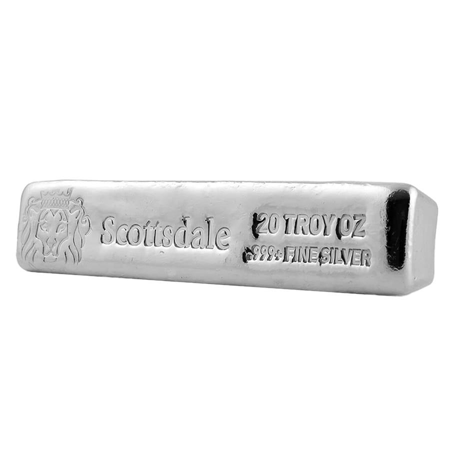 20 oz Scottsdale Cast Silver Bar .999 Fine