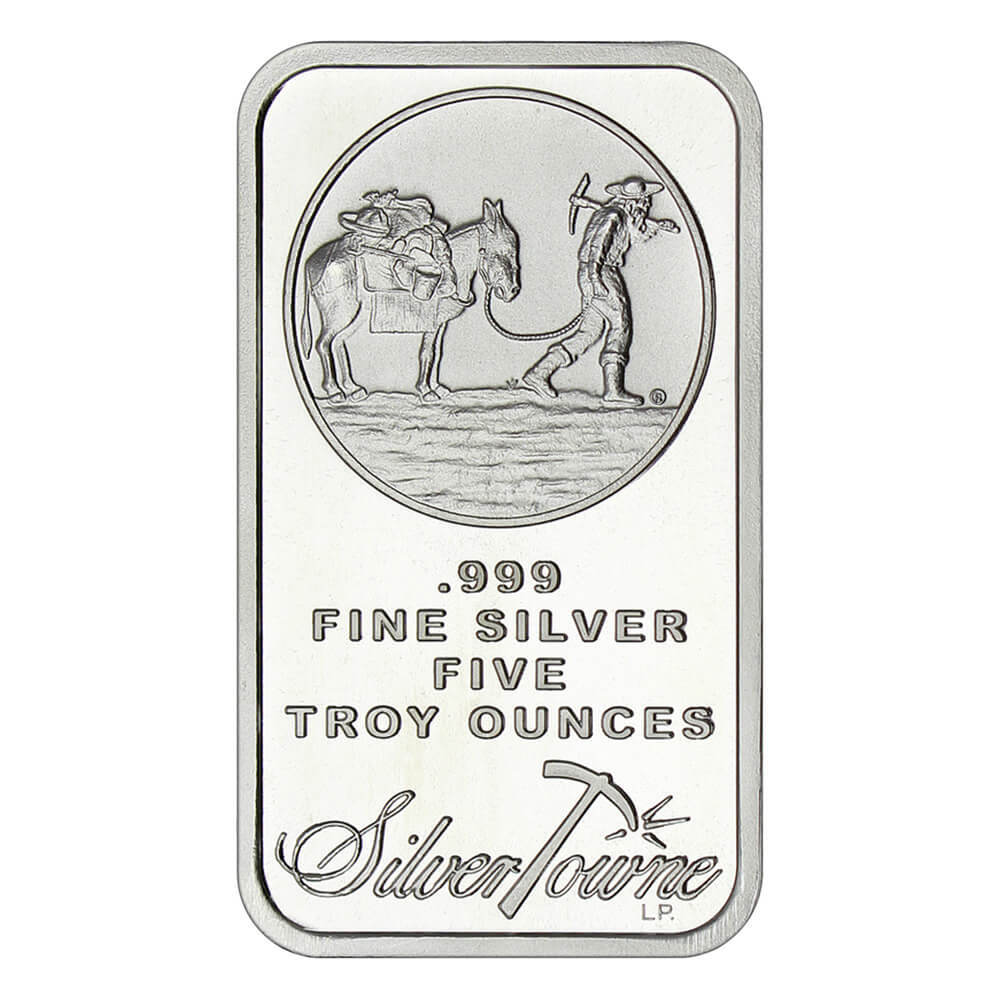 5 oz SilverTowne Prospector Silver Bar .999 Fine