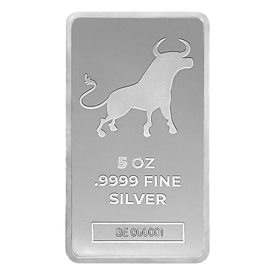 Silver at Spot - 5 oz Bullion Exchanges Silver Bar .9999 Fine