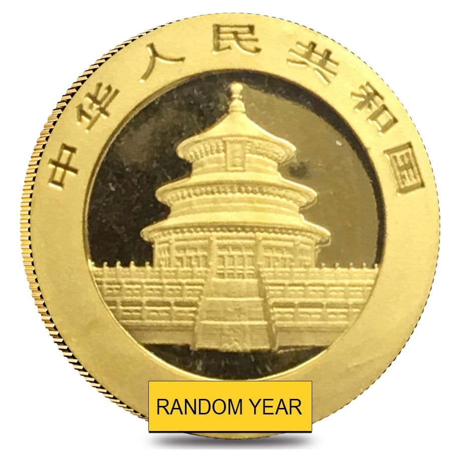 Chinese 1/10 oz Gold Panda Proof/Unc (Random Year, Sealed)