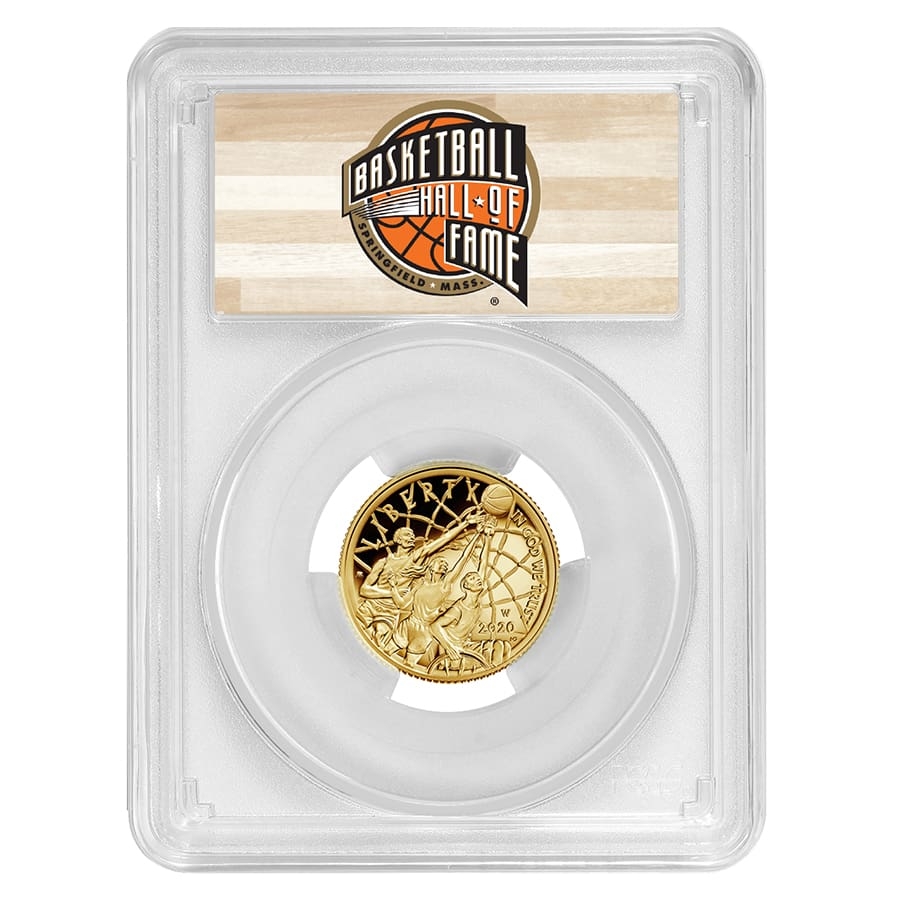 2020 W $5 Gold Basketball Hall of Fame Proof Coin PCGS PF 69 DCAM FS (NHOF  Logo Label)