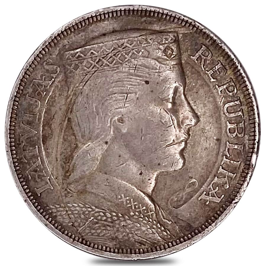 1929-1932 Latvia 5 Lati Silver Coin Average Circulated