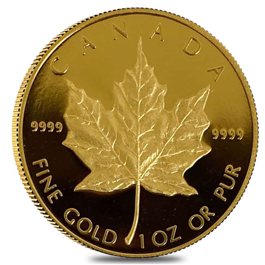 1989メイプルリーフ 1オンス 1989 1 oz Canadian Proof Gold Maple Leaf $50 Coin .9999 Fine