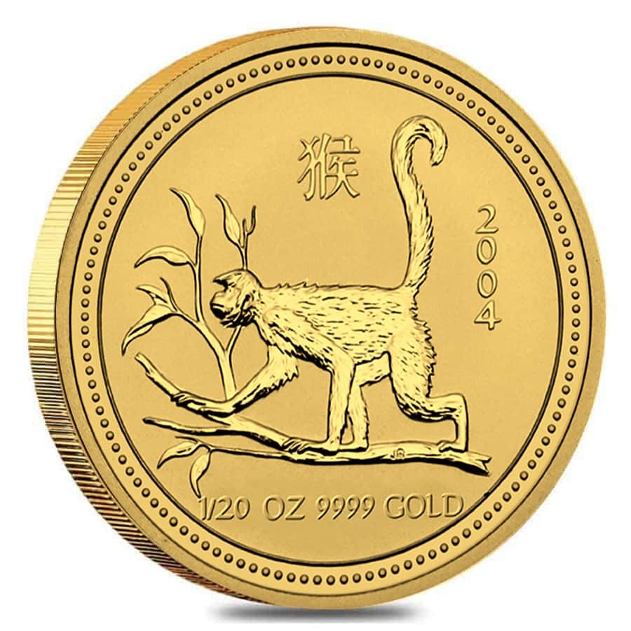 2004 1/20 oz Gold Lunar Monkey BU Australian Perth Mint Series I