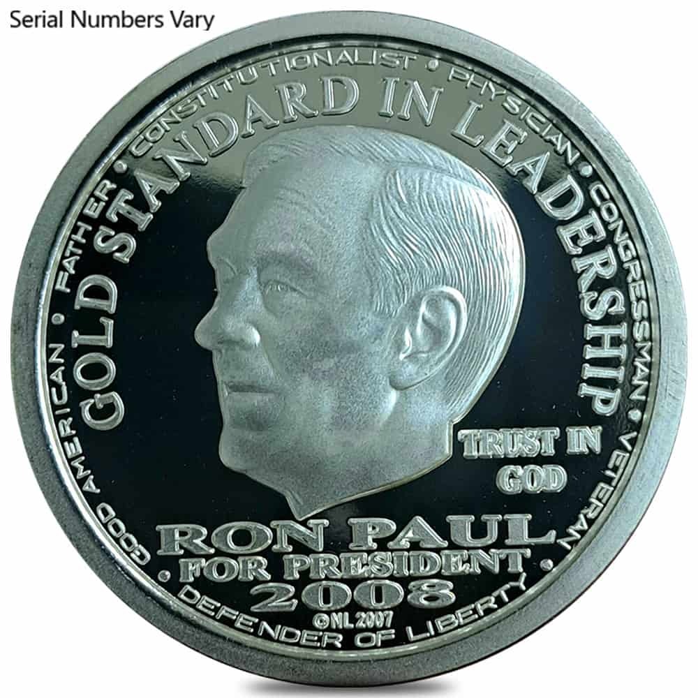 2008 1 oz NORFED Liberty Ron Paul Silver Round Number Hallmark