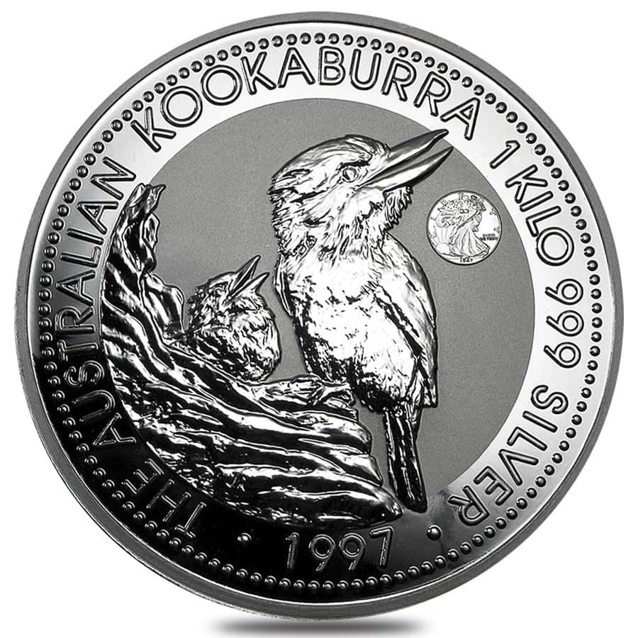 1997 1 Kilo Silver Kookaburra Walking Liberty Privy Perth Mint