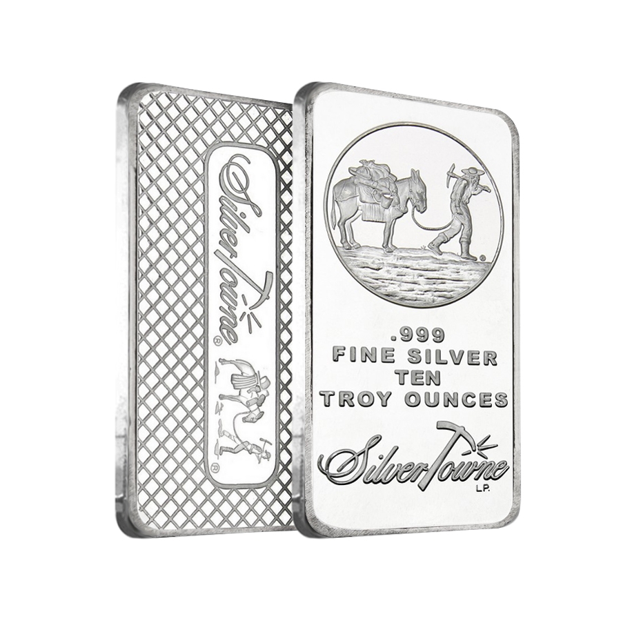 10 oz SilverTowne Prospector Silver Bar .999 Silver (Sealed)