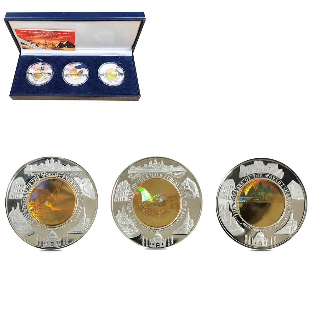 Cambodia Wonders of the World Gold/Silver Proof 3-Coin Set