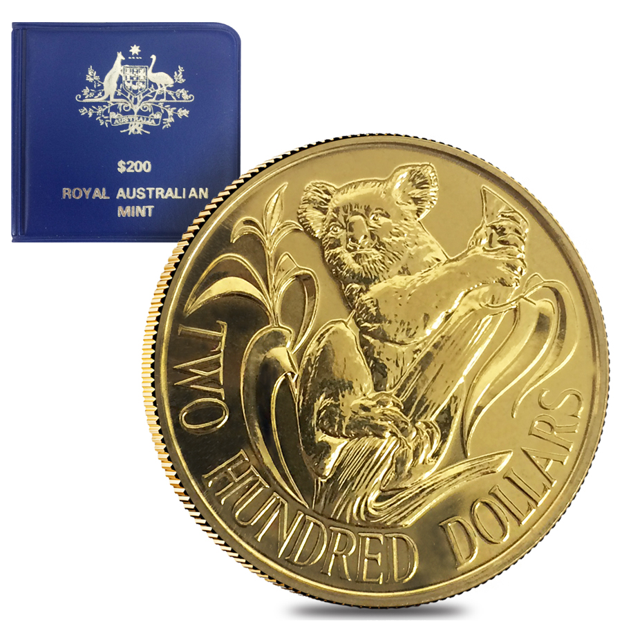 Australia $200 Koala Gold Coin BU AGW .2948 oz (Random Year)