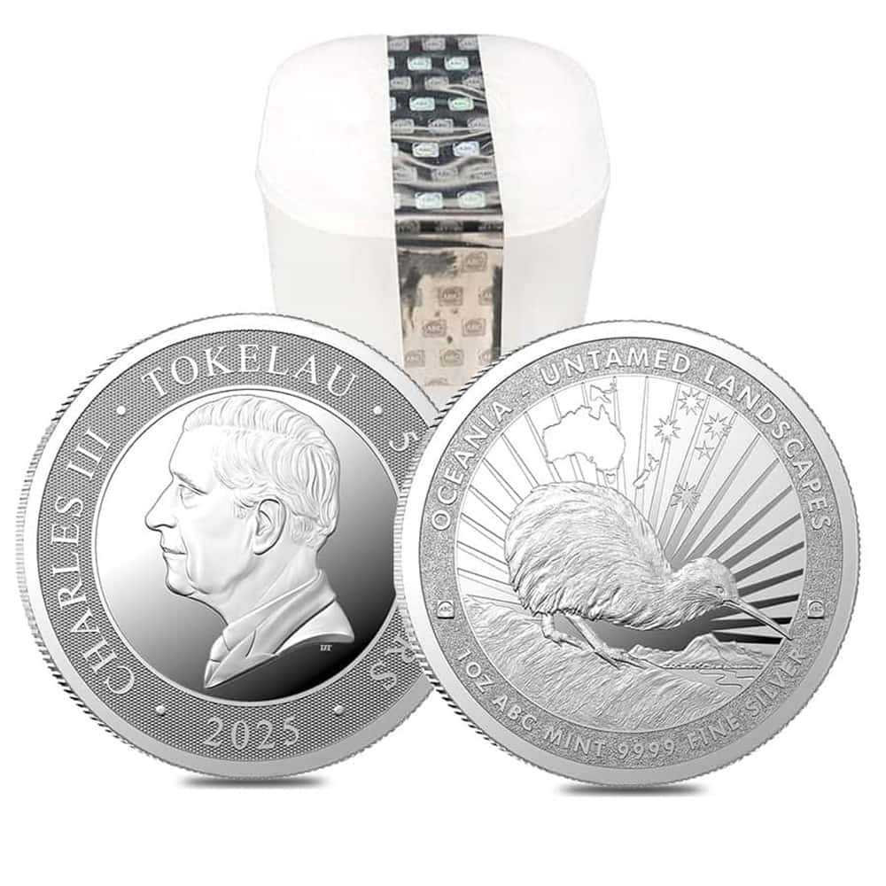 Tube of 25-2025 Tokelau 1 oz Kiwi Untamed Landscapes Silver Coin