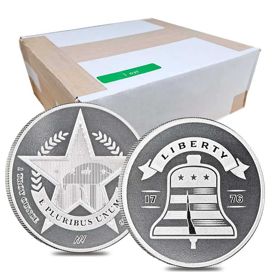Box of 500 - 1 oz Asahi Liberty Bell Silver Round .999 Fine