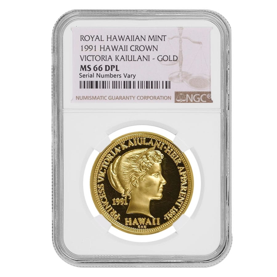 1991 1 oz Kaiulani Gold Crown NGC MS 66 DPL | Bullion Exchanges