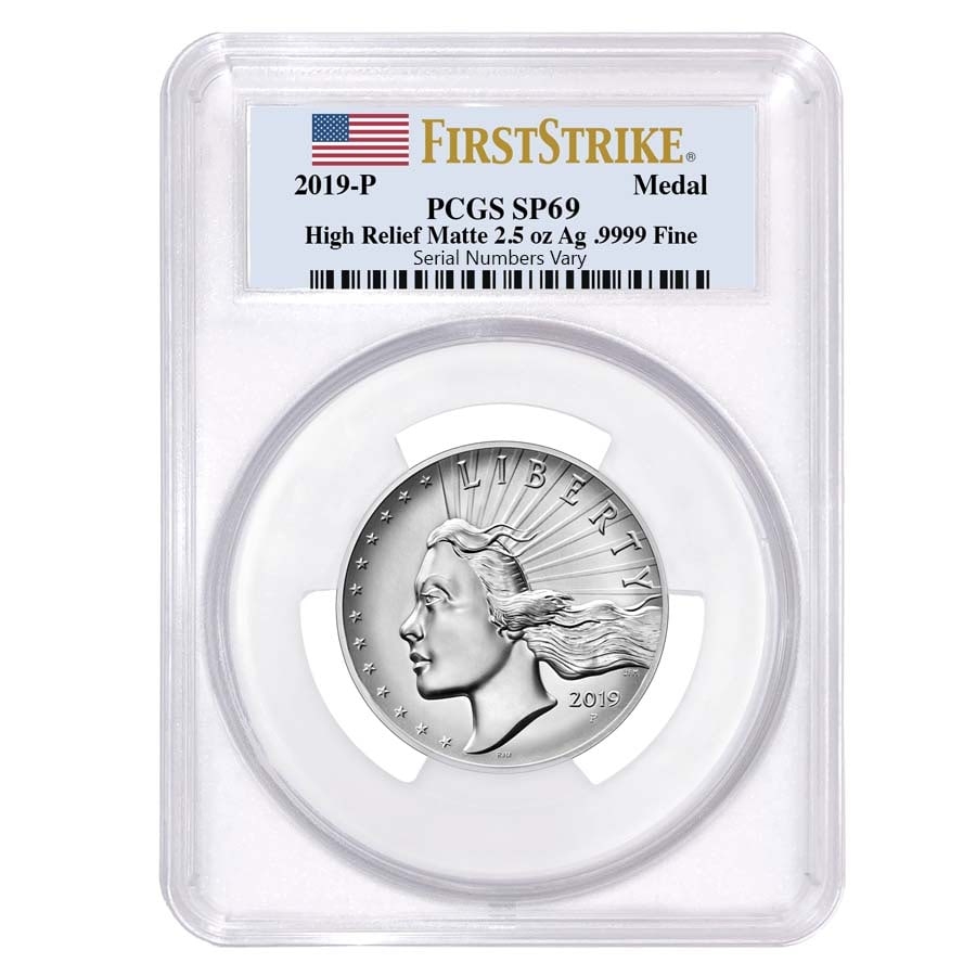 2019 P 2.5 oz American Liberty High Relief Silver Medal PCGS SP 69 FS