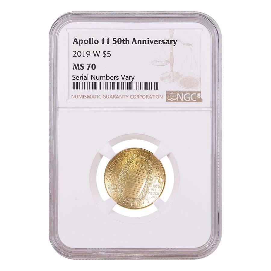 2019 W Apollo 11 50th Anniversary $5 Gold Comm. NGC MS 70