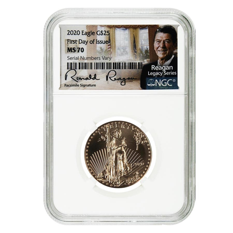 2020 1/2 oz Gold American Eagle NGC MS 70 FDOI (Ronald Reagan