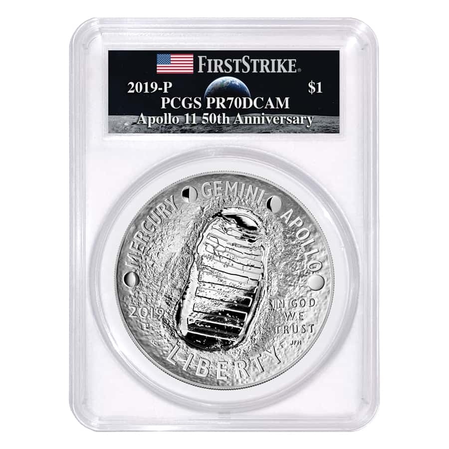 2019 P Apollo 11 50th Anniversary Proof Silver Dollar Comm. PCGS PF 70 FS (Moon Label)