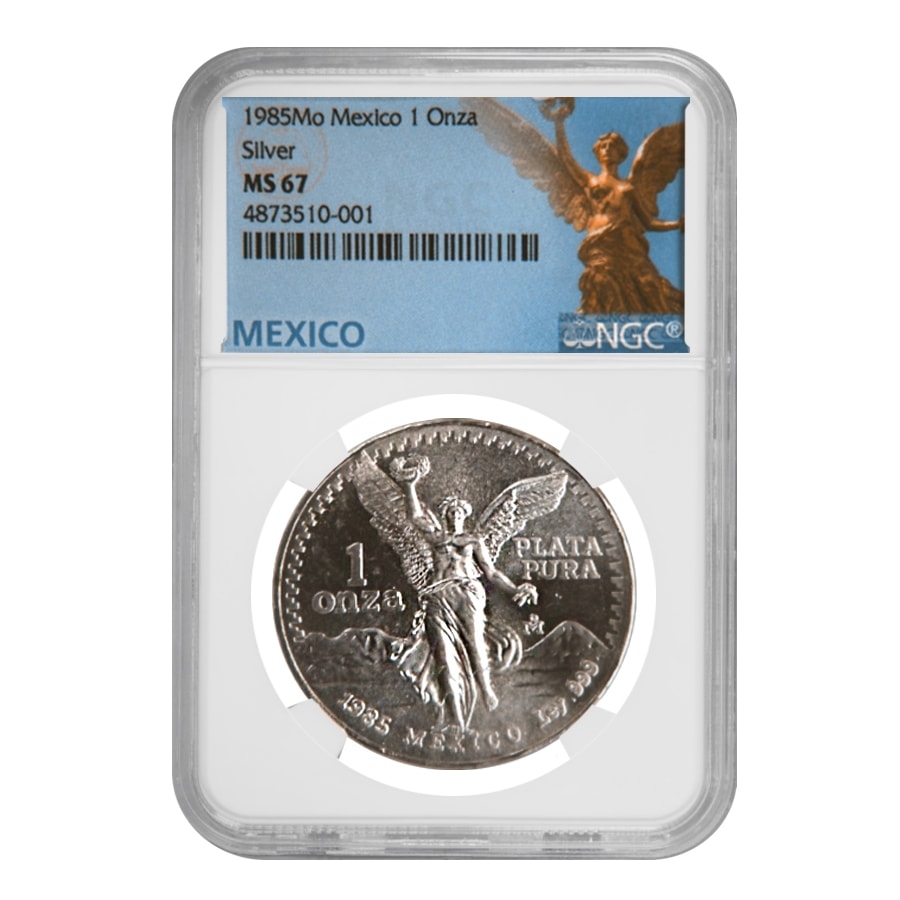 1985 1 oz Silver Mexican Libertad NGC MS 67 | Bullion Exchanges
