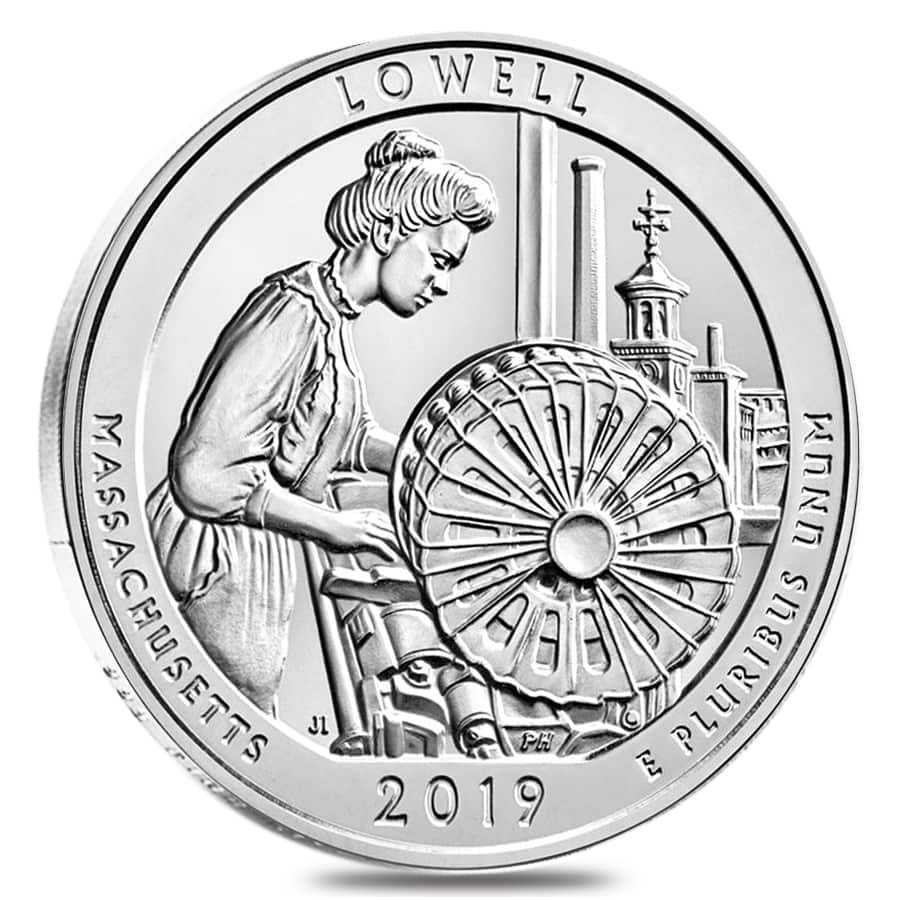 2019 5 oz Silver America the Beautiful ATB Massachusetts Lowell National Historical Park Coin