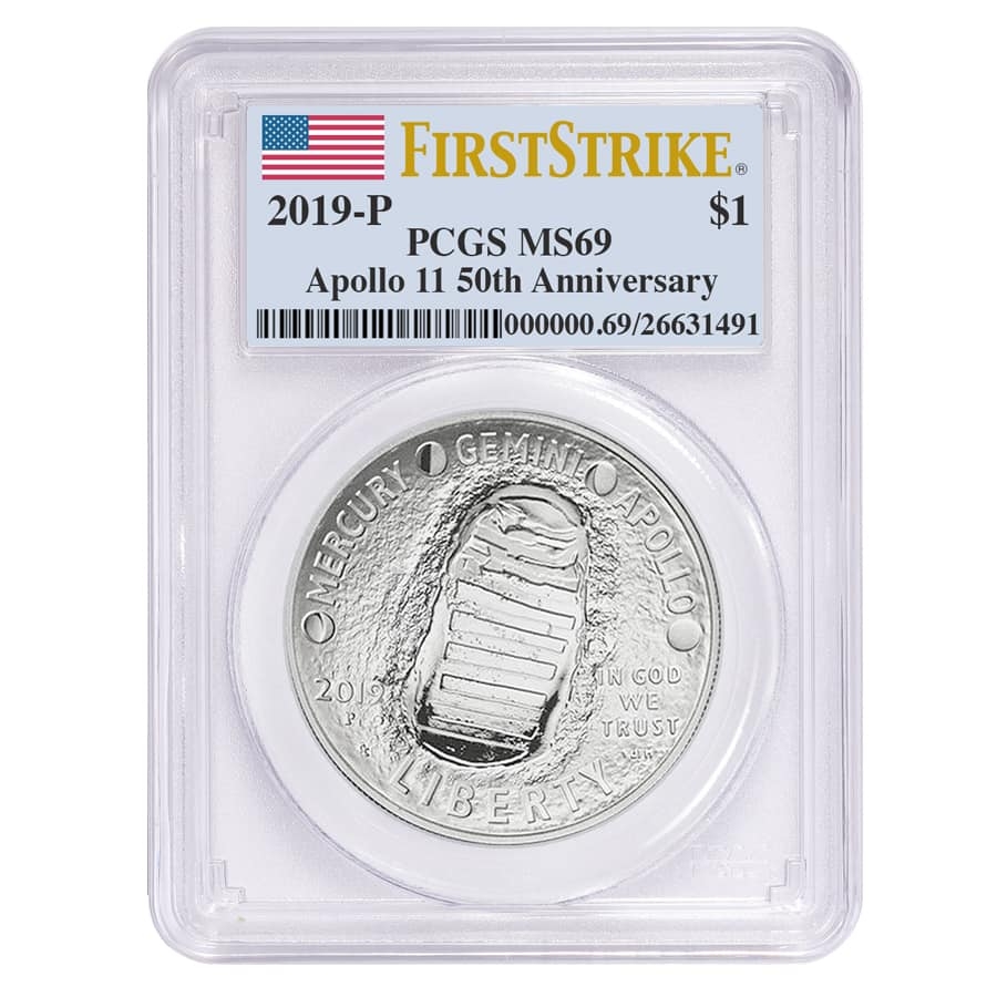2019 P Apollo 11 50th Anniversary Silver Dollar Comm. PCGS MS 69 FS