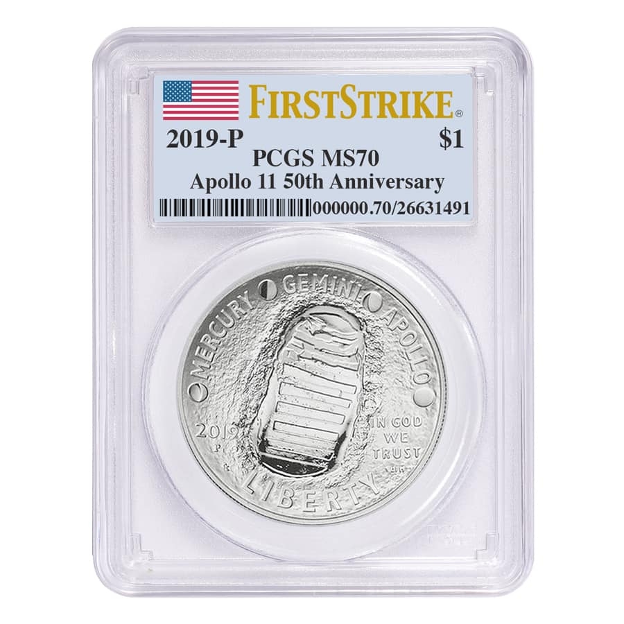 2019 P Apollo 11 50th Anniversary Silver Dollar Comm. PCGS MS 70 FS