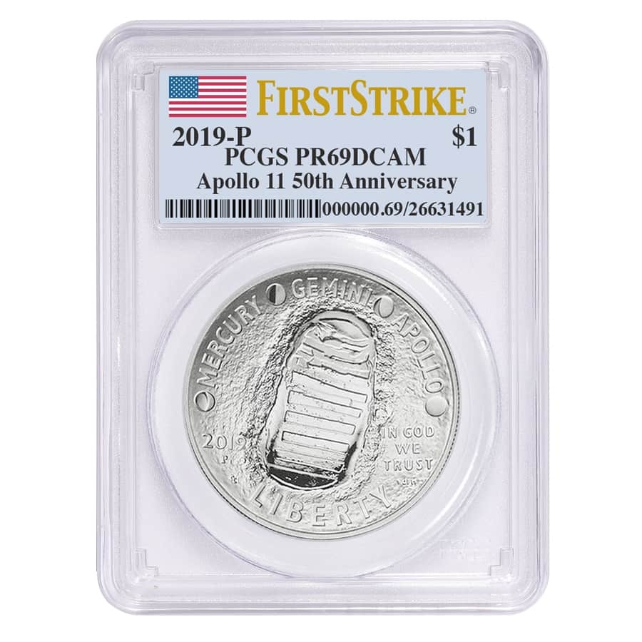 2019 P Apollo 11 50th Anniversary Proof Silver Dollar Comm. PCGS PF 69 FS