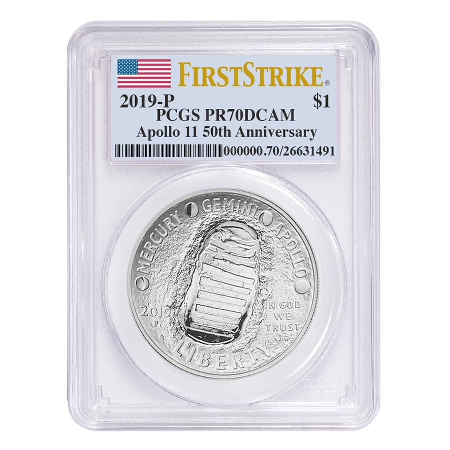 2019 P Apollo 11 50th Anniversary Proof Silver Dollar Comm. PCGS PF 70 FS
