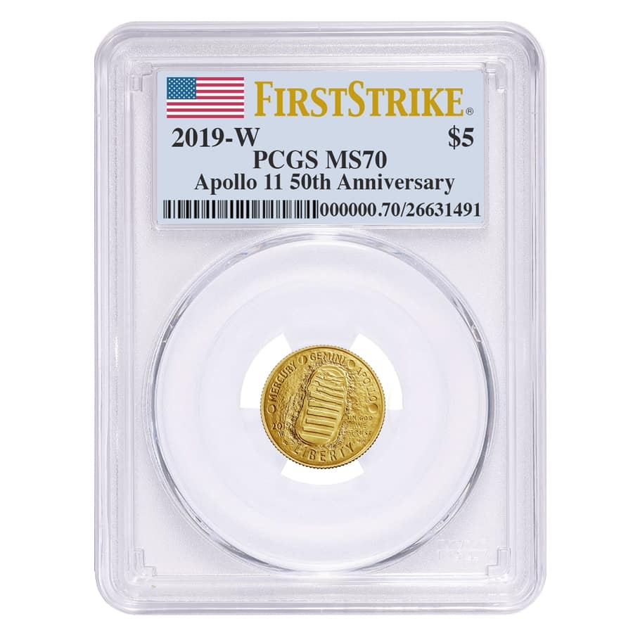 2019 W Apollo 11 $5 Gold Comm PCGS MS 70 FS | Bullion Exchanges