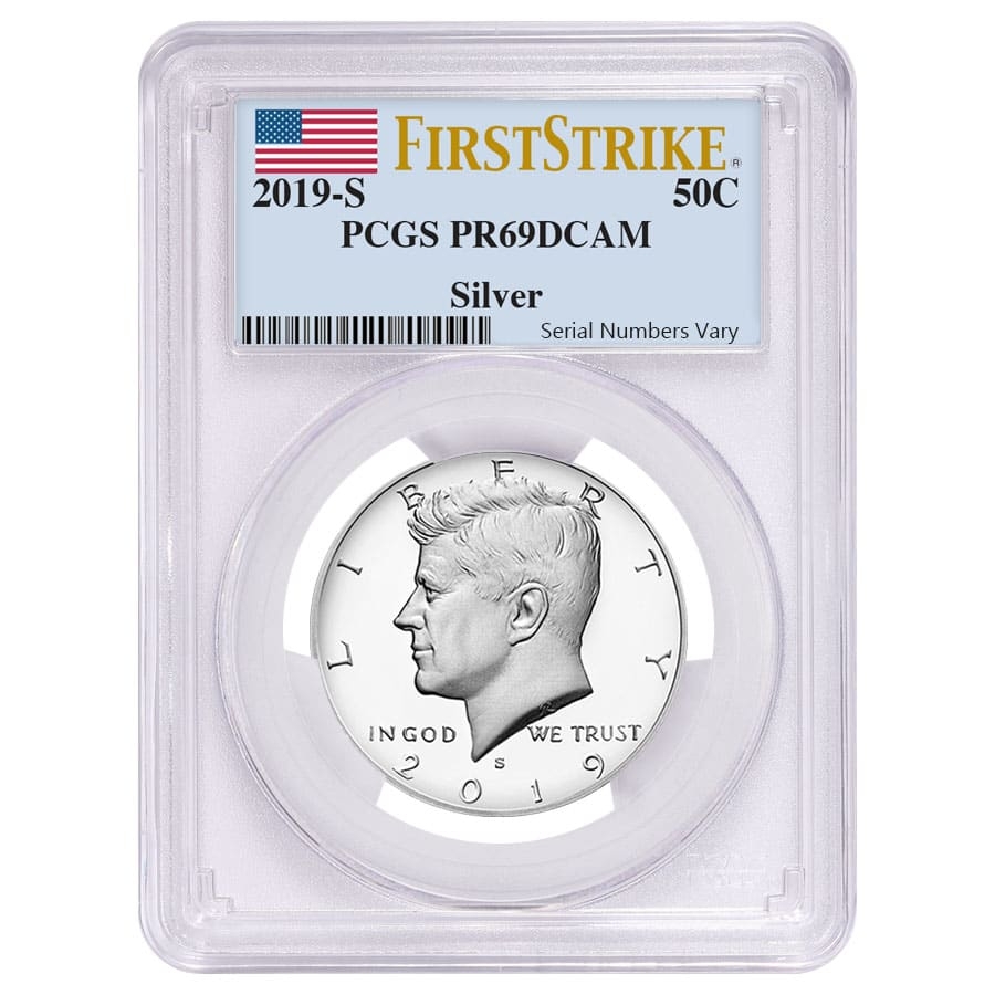 2019 S Proof Silver Kennedy Half Dollar First .999 Fine Silver PCGS PF 69 FS