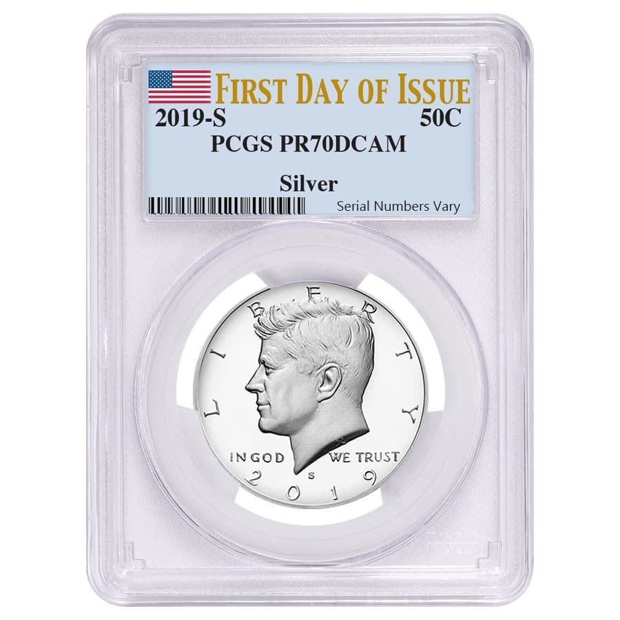 2019 S Proof Silver Kennedy Half Dollar First .999 Fine Silver PCGS PF 70 FDOI