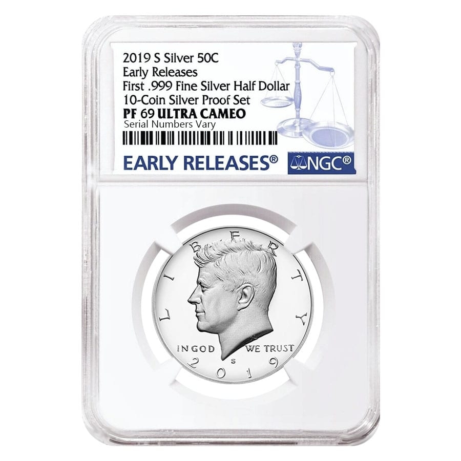 2019 S Proof Silver Kennedy Half Dollar First .999 Fine Silver NGC PF 69 ER