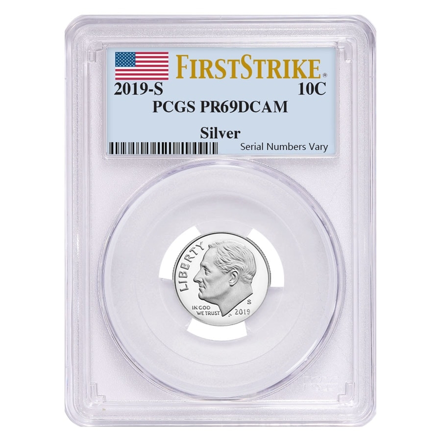 2019 S Proof Silver Roosevelt Dime First .999 Fine Silver PCGS PF 69 FS