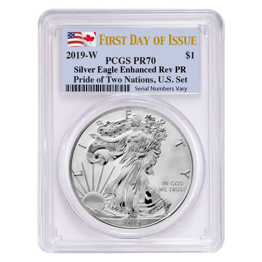 2019 W 1 oz Silver Eagle PCGS PF 70 FDOI | Bullion Exchanges