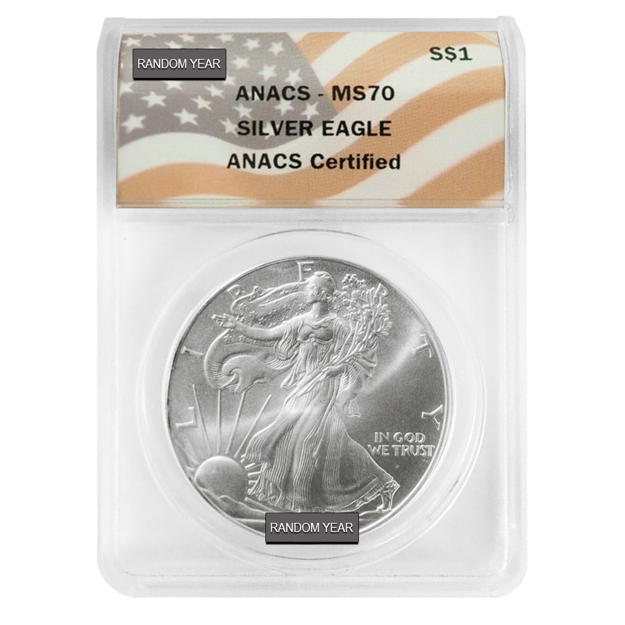 1 oz Silver American Eagle ANACS MS 70 (Random Year)