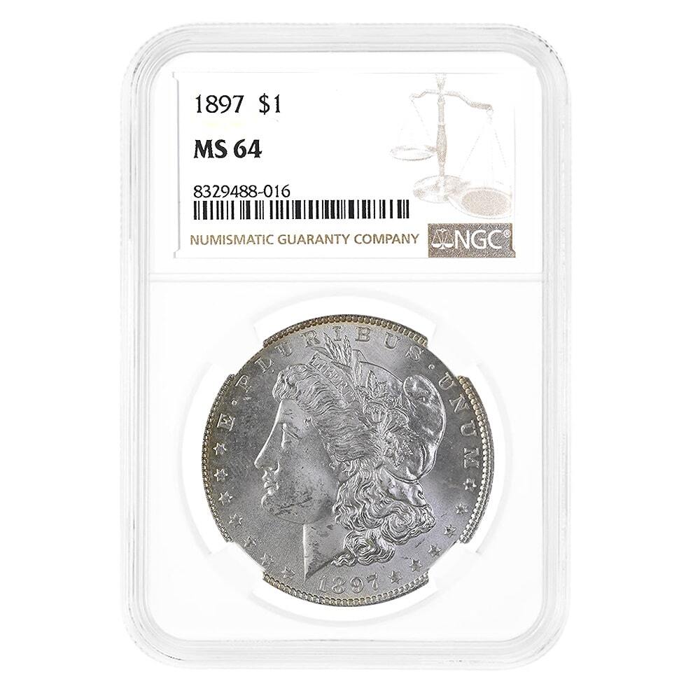 1897 Morgan Silver Dollar $1 NGC MS 64