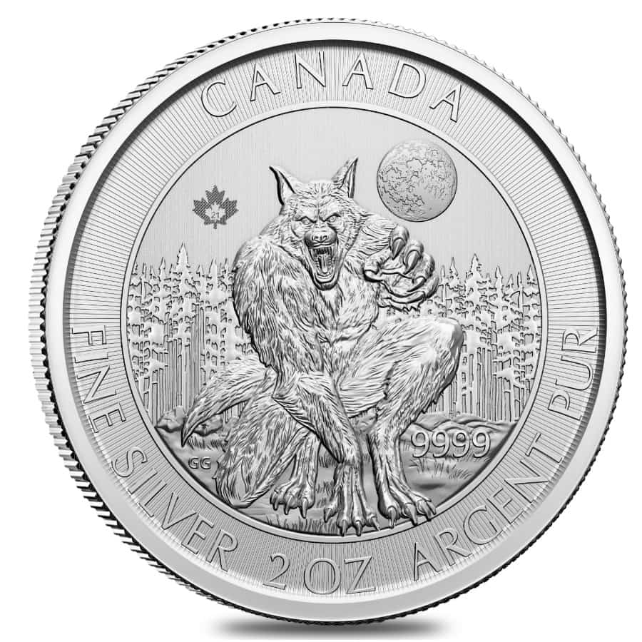 2021 2 oz Royal Canadian Creatures of the North Series Werewolf Silver Coin BU