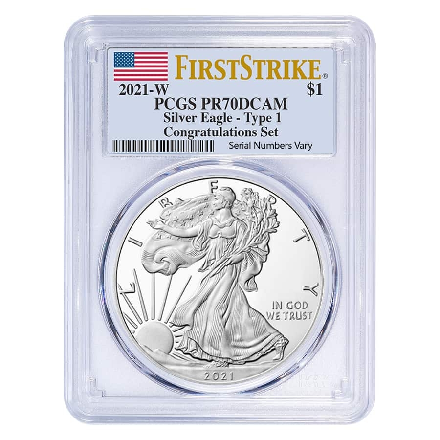 2021-W 1 oz Proof Silver American Eagle Congratulations Set PCGS